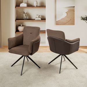 Juego de 2 Sillas de Escritorio Giratorias de 360 Grados para Oficina en Casa, Sillas Tapizadas con Brazos y Base de Metal para Dormitorio, Sala de Estar o Estación de Maquillaje - Product Image 1