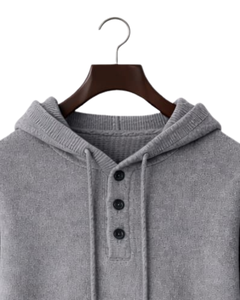 Sudadera con Capucha Gris Personalizada para Hombre, Tejido de Punto, Cierre de Tres Botones, Mezcla de Algodón Suave, Cálida para Invierno, Estilo Casual Urbano, Logotipo Personalizado OEM - Product Image 4