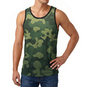 Camiseta Deportiva sin Mangas para Hombre, Camuflaje, Estampado por Transferencia Térmica, 100% Algodón, Cuello Redondo, Tejido de Punto, Secado Rápido, Informal, para Gimnasio y Fitness - Product Image 2