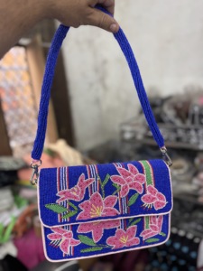 Indian Handcrafted Bohemian Style Beaded Cotton Boho Messenger Evening <b>Clutch</b> <b>Bags</b> with Zipper Evening Shopping Shoulder <b>Bag</b> - Product Image 4