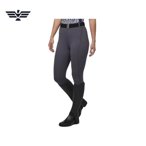 Pantalon d'équitation taille haute gris uni pour femme EMPIRE of TREND WEARS, extensible dans les quatre sens, en Spandex/Nylon, avec poches élastiques à la taille - Product Image 1