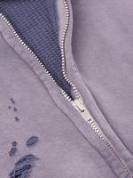 Sudadera con capucha térmica con cremallera, personalizable para serigrafía, para hombre, oversize, con efecto desgastado, lavado ácido y desgarrada