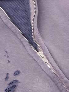 Sudadera con capucha térmica con cremallera, personalizable para serigrafía, para hombre, oversize, con efecto desgastado, lavado ácido y desgarrada - Product Image 5