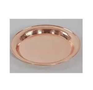 Round Hammered Copper Serving Bowl <b>Tray</b> Deep Metal Fruit Platter Luxury Rose Gold Kitchenware Artisan Handcrafted Tabletop <b>Tray</b> - Product Image 6