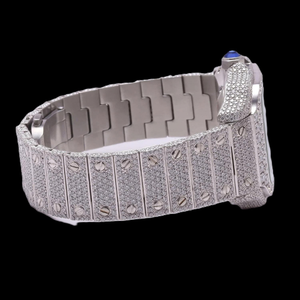 Bracelet de montre en acier inoxydable Luxe Moissanite 20 mm avec fermoir déployant, mouvement à quartz unisexe, cadran en cristal saphir 42 mm, analogique - Product Image 1
