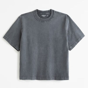 T-shirt en coton épais 100 % coton, col ras du cou côtelé, coupe oversize et carrée, style streetwear, personnalisable avec logo OEM et motifs graphiques - Product Image 5