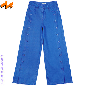 Jean en denim pour femme, coupe large, taille haute, imprimé, ample, respirant, toutes saisons, 100 % coton, 8,55 oz - Product Image 2