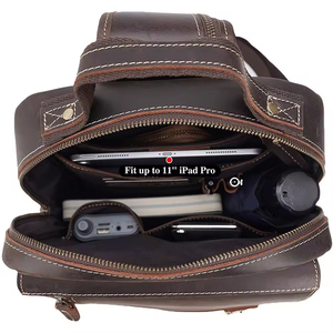 Sac de poitrine unisexe en cuir véritable léger, imperméable, grande capacité, avec bandoulière confortable, qualité supérieure - Product Image 6