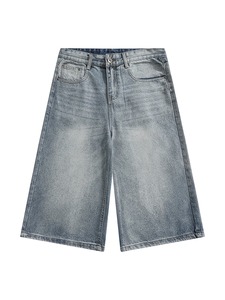 Shorts en jean délavé de qualité supérieure, design et impression OEM, style streetwear tendance - Product Image 1