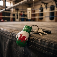 Porte-clés Mini Gant de Boxe Drapeau du Pays de Galles en Cuir PU Léger, Dragon Gallois Cymru, Gants de Boxe, Souvenir, Breloque de Sac Cadeau
