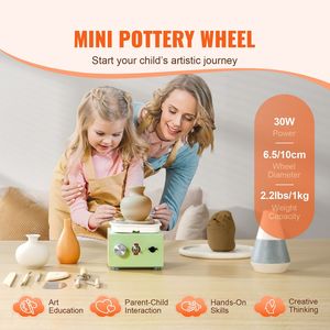 Tornio per Ceramica Mini a Velocità Regolabile con Vasca Rimovibile, Macchina per Modellare 2.56in/3.94in, 2 Piattaforme Girevoli, Elettrico per Ceramica e Smalti - Product Image 2