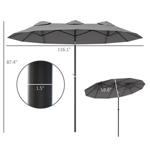 9.5ft <b>Large</b> Double Sided Garden <b>Umbrella</b> Outdoor Patio & Market <b>Umbrella</b> Tilt Crank for Courtyard Park 2.7m Radii Made Polyester - Product Image 3