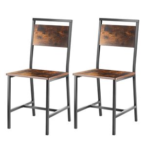 Set di 2 Sedie Laterali in Pelle per Soggiorno in Stile Moderno Rustico, Struttura in Legno/Metallo, Facile Montaggio - Product Image 1