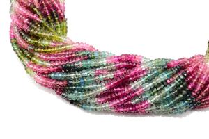 16-Inch Multi Tourmaline Faceted Rondelle Beads 3.5-4 mm Size <b>Center</b> <b>Drilled</b> Natural Gemstone Strands - Product Image 2