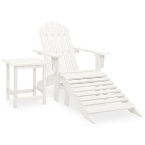 Sedia Adirondack in legno massello di abete e tavolo Set di mobili da giardino bianchi - Product Image 1
