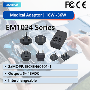 18~24V 30W 1.66A MAX. <b>EU</b>/US/UK/SAA/CN/ZA/KR/IN EM1024KR Interchangeable <b>Plug</b> Medical AC/DC Power <b>Adapters</b> for Medical Use - Product Image 1