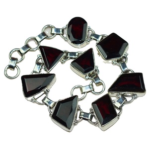 Pulseras de Plata de Ley 925 con Granate Rojo Love Power, Joyas Shri Ashapura, Estilo BOHEMIA, Cristianas, Valoradas por Terceros - Product Image 1