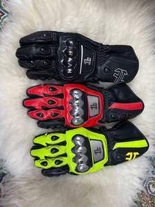 Gants de moto de qualité supérieure, gants de course professionnels pour moto, en cuir véritable, noirs, avec protection des articulations en carbone - Product Image 6