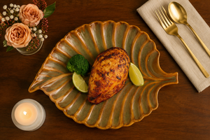 Handcrafted Leaf-Shaped <b>Ceramic</b> Serving Platter with Rustic Glazed Finish Decorative Dinner <b>Plate</b> for Food Serving & Table Décor - Product Image 3