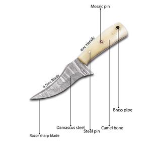 Handmade Damascus Steel <b>Knife</b> Every Day Carry Fixed Blade <b>Bone</b> <b>Handle</b> <b>knives</b> With Leather Sheath Low price Pocket Knifes - Product Image 5