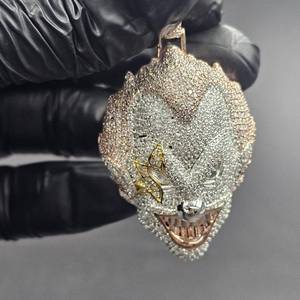 Colgante de Cara de Payaso en Plata 925 con Diamante Moissanita Chapado en Oro, Joyería Fina Hip Hop, Colgantes y Dijes - Product Image 5