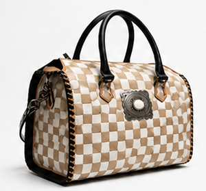 Sac à main de luxe en cuir véritable pour femme, motif losanges, chaînes décoratives, deux anses, fermeture éclair, grande taille, vente en gros - Product Image 2