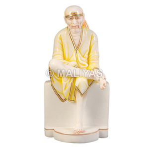 Ídolo de mármol de Shirdi Sai Baba |   Murti de Sai Baba en Mármol Blanco para Templo y Hogar – MALIYAS - Product Image 1
