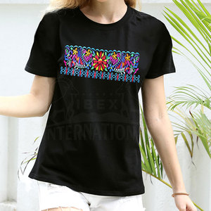 เสื้อยืดแขนสั้นผ้าฝ้ายถักแบบเป็นมิตรกับสิ่งแวดล้อมสำหรับผู้หญิง ปักลาย คอกลม สวมใส่สบายๆ ในฤดูร้อน เหมาะสำหรับใส่ในชีวิตประจำวัน ท่องเที่ยว และวันหยุด - Product Image 2