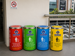 Nouvelle poubelle extérieure en plastique 2026, rectangulaire avec couvercles, bac de tri des déchets, options de couleurs jaune, bleu, rouge, vert - Product Image 3