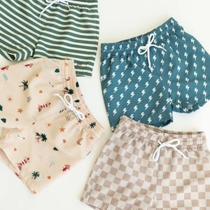 Men's <b>Polyester</b> Printed Lobster Striped Front Logo Shorts with Drawstring Mid Waist Casual Breathable Woven Fabric - Product Image 4