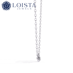 LOISTA สร้อยคอจี้เพชรทองคำขาว ทรงกลมเรียบหรู เพชรธรรมชาติ สำหรับสวมใส่ทุกวัน เครื่องประดับสำหรับทุกเพศ - Product Image 2