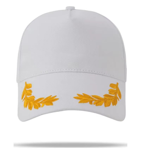 Casquette Trucker en Mousse Noire à 5 Panneaux avec Logo Personnalisé, Broderie 3D Feuilles de Chêne et Corde Dorée, Style Capitaine, pour la Pêche - Product Image 3
