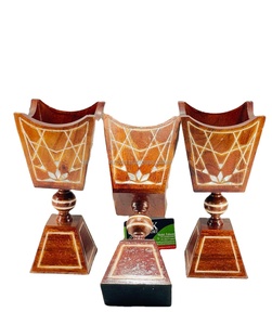 Quemador Bakhoor de madera hecho a mano para decoración del hogar árabe Mubkhar ágata árabe Bukhoor quemador de incienso de madera Mubkhara de India - Product Image 5