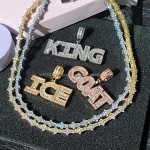 Collier tendance en moissanite avec pendentif lettre « ICE », style hip-hop, bijoux de mode pour homme - Product Image 4