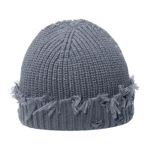Gorro de Punto Desgastado Unisex para Invierno, Gorro de Pescador con Borde Crudo Personalizado, Cálido, para Hombre y Mujer, Venta al Por Mayor de Ropa Urbana - Product Image 5