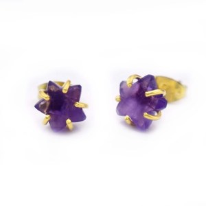 8mm Amethyst Star Shape Prong Set <b>Stud</b> Earrings Natural Gemstone Fashion Jewelry for Women Girls - Product Image 2