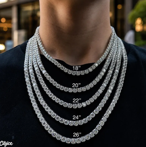 Collier Chaîne Tennis Iced Out avec Zircons Taille Ovale, Chaîne à Maillons en Laiton Plaqué Or 18K, Bijoux Hip Hop Unisexe - Product Image 1