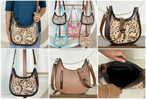 Luxury Designer Floral <b>Tooled</b> <b>Leather</b> Single Shoulder Bag High Quality Stylish Genuine <b>Leather</b> Bohemian Crossbody Saddle Purse - Product Image 3