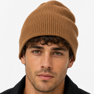 Wholesale Men's Long Slouchy Knit Beanie Camel Color Warm <b>Winter</b> <b>Cap</b> High demand <b>winter</b> wear - Product Image 2