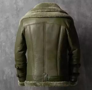 Chaqueta de Piloto Aviador para Hombre, Diseño de Diseñador, Piel de Oveja Auténtica, Chaqueta de Piel de Oveja RAF de Primera Calidad con Doble Cuello - Product Image 2