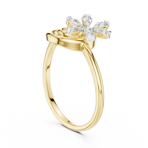 แหวนเพชรทรงกลมเจียระไนแบบบริลเลียนท์  แบบดอกไม้  ทองคำ 14K 18K สีเหลือง  DEF VVS  แหวนแต่งงานคลาสสิก ขายส่ง - Product Image 4