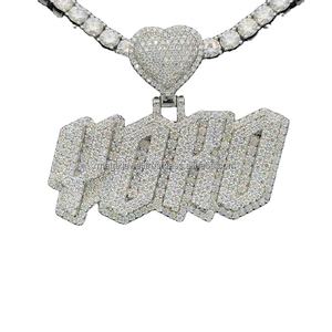 Personnalisé Glacé Vvs Moissanite Pass Diamant Testeur 925 Argent Lettre Nom En Forme De Coeur Boucle Pendentif Fine Jewelry pour Hommes Femmes - Product Image 2