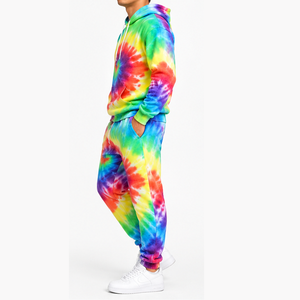 Tie Dye <b>Tracksuit</b> with Full Length Zipper Jacket and Coordinated Pants <b>Modern</b> Street Style Casual Outfit for <b>Men</b> with OEM - Product Image 3