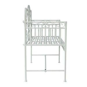Panca da Esterno Bianca con Braccioli per Giardino e Patio - Product Image 5
