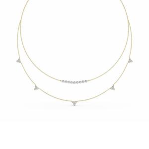 Collar Moderno de Oro Rosa de 9K con Doble Capa y Diamantes de Laboratorio, con Acento de Barra Curva y Racimo, 1.96 CTW, 18 Pulgadas - Product Image 4