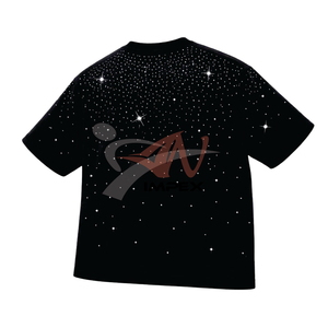 Men’s Black <b>Rhinestone</b> Oversized T-Shirt 100% Cotton Short Sleeve Streetwear Fashion Casual Graphic Tee Summer Trendy <b>Top</b> - Product Image 2