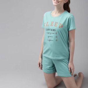 Conjunto de Shorts de Verano para Mujer, Material de Algodón de Alta Calidad Resistente al Sudor, Diseño de Moda en Color Sólido, Manga Corta - Product Image 4