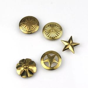 Conchos et rivets décoratifs en laiton à visser, motifs fleur et étoile, pour le bricolage, la maroquinerie, les portefeuilles, les sacs, les sangles de selle et la décoration - Product Image 5