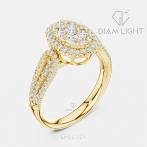 Bague de fiançailles de luxe en or blanc 14 carats avec diamant de laboratoire certifié IGI 0,823 carats, taille ronde, F+ VS+, pavé - Product Image 6