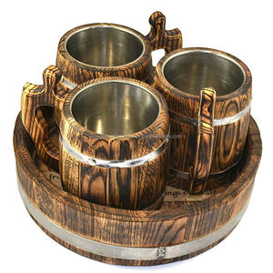 Mug en bois d'Inde au design classique avec des motifs organiques uniques inspirés de la nature pour la bière - Product Image 1